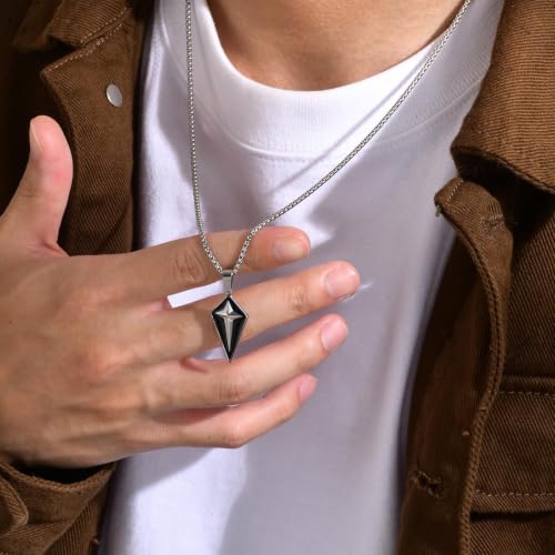 Collier pour hommes pendentif géométrique à 4 branches double couche collier imperméable
