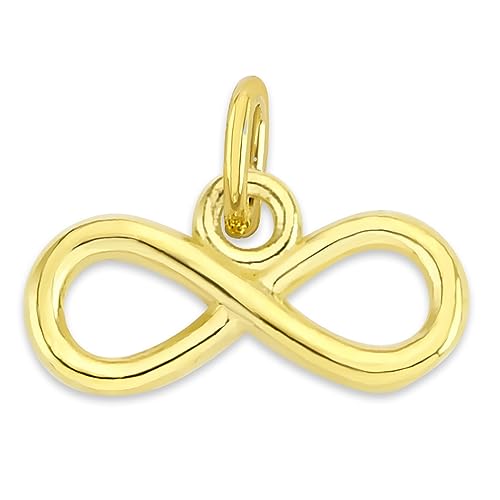 Solid Gold Infinity Microcharm in 10k or 14k, Dainty Cute Endless Love Charm Symbol with Clasp