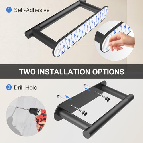 image for SetSail Toilet Paper Holder Adhesive or Screw-in Matte Black Bathroom 