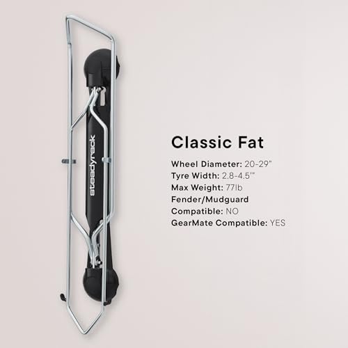 Image of Steadyrack Fat Tire Bike Rack - Vertical Wall Mount Storage for Fat Bikes with 2.8 inch-4.5 inch Wide Tires - Space-Saving Pivot Design for Garage or Home