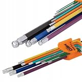 NEO TOOLS 18 częściowy zestaw kluczy imbusowych, Torx T10–T50 i klucze sześciokątne 1,5–10 mm, wielokolorowe klucze imbusowe ze stali S2, zestaw długich kluczy kątowych z głowicą kulistą