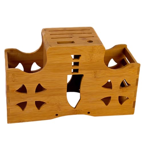 Cuisine porte-couteaux et porte-ciseaux en bambou marron stable - 2
