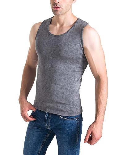 Flygo Mens Cotton Winter Warm Thermal Tank Top Fleece Lined Underwear Sleeveless Vest2