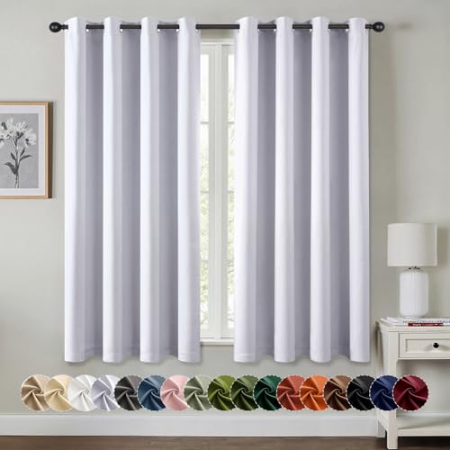 Image of MIULEE Blackout Curtains for Bedroom 2 Panels 55x68 Inch Long Greyish White