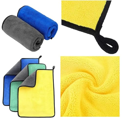 Image of Premium Microfiber Cleaning Cloth for Car, Bike, Home & Kitchen - Dual-Sided, Super Absorbent, Lint-Free, Scratch-Free, Reusable Towel for Detailing, Polishing, Dusting - 40x30 cm (Yellow)