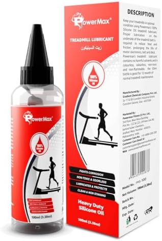 PowerMax Premium Treadmill Belt Lubricant - (~3.5 ounce/100ml) - Flexible Application Tube - 100% Pure Silicone Oil for Treadmill, Cycle, Machine, Acrylic Paint - Ordor Less and Non Toxic
