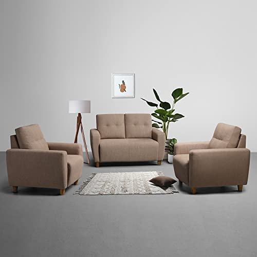 Image of Sleepyhead Yolo - 2+1+1 Seater Sofa Set (Fabric, Coco Brown) 4 Person Sofa