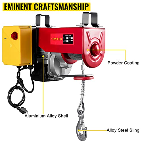 Vevor Electric Hoist Lift 1320Lbs 600Kg Overhead Electric Hoist 110V Electric Wire Hoist Remote Control Garage Auto Shop Overhead Lift #TOP4