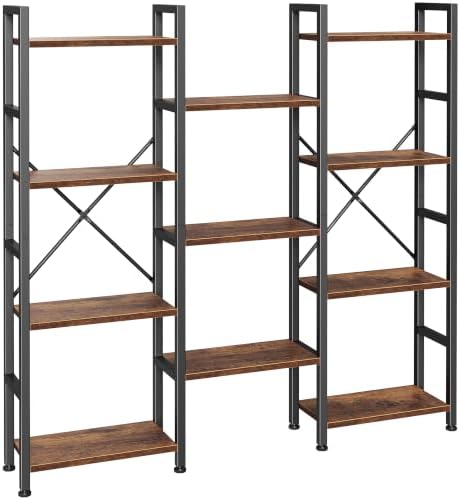 Huuger 4 Tier Bookshelf, 55'' Tall Bookcase, 11 Open Shelves, Rus...