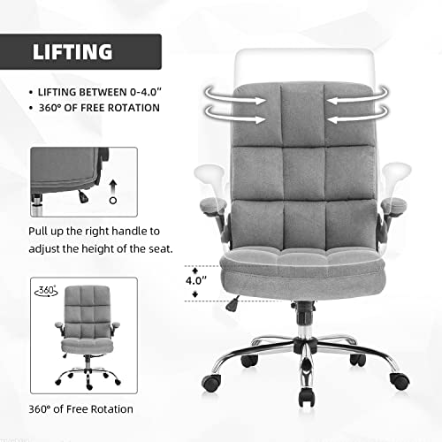 Yamasoro High Back Grey Velvet Fabric Office Chair Home Office Desk Chairs With Wheels And Arms Comfortable Ergonomic Desk Chair For Adults #TOP6