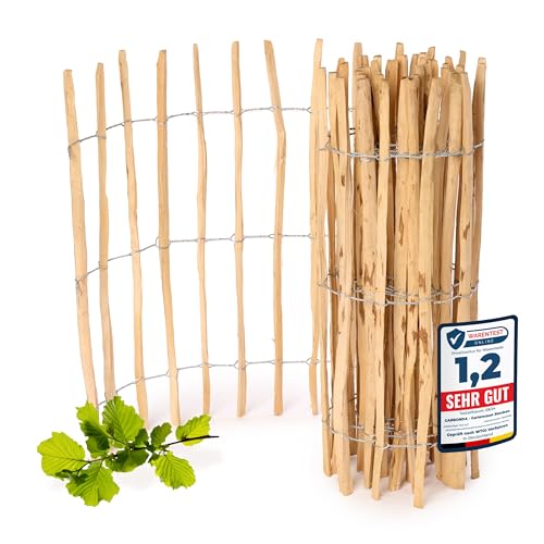 Garronda Recinzione Giardino Esterno in Legno di nocciolo, Recinzione da Giardino, staccionata in Legno GD-0079 (Distanza doghe: 7-8 cm, 100 cm x 5m)