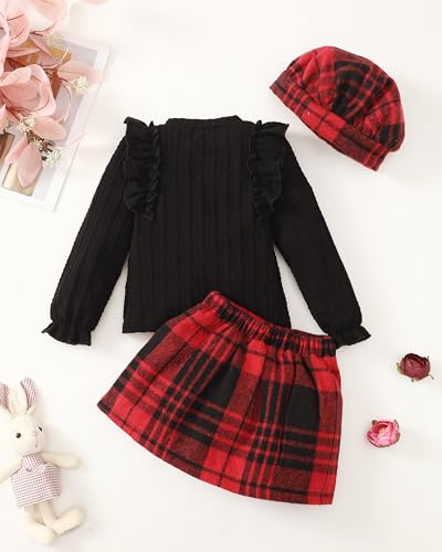 Image of Toddler Girl Clothes Outfit Shirt Top Plaid Mini Skirt Outfits Set Little Girl Dresses Kids Clothes for Girls 18M-8T