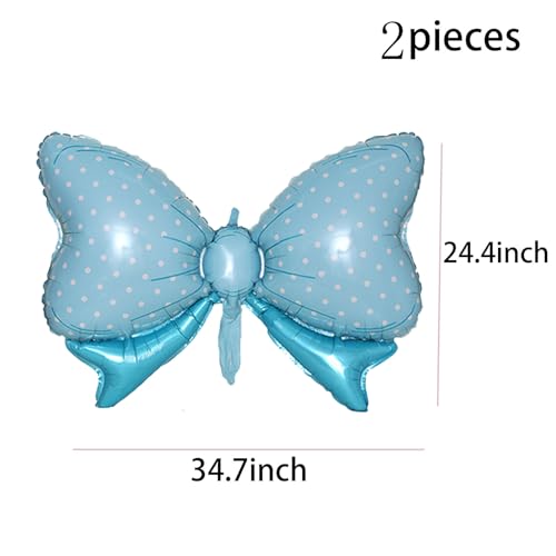 Image of 36 Inches Bow Foil Balloon Huge Bowtie Blue Balloon for Baby Shower, Wedding, Kids Theme Party Decoration (Blue 1)