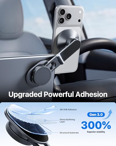 Image of andobil 3rd Gen Tesla Phone Mount 【Upgrade Adhesive & Upgrade Stongest Magnet】 Phone Holder for Tesla New Model Y Juniper Model 3, 360 Adjustable Tesla Phone Holder fits iPhone 17 16 15 14 Pro Max