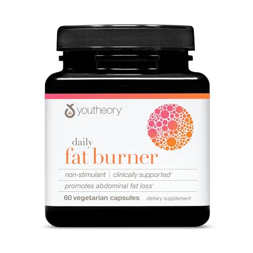 Youtheory Daily Fat Burner – Supports Body Composition & Metabolism – with Citrus Fruit Blend, Chromium & Cayenne Extract – Gluten, Soy & Dairy Free – 60 Vegetarian Capsules