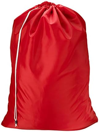 Nylon Laundry Bag - Locking Drawstring Closure and Machine Washable. These Bags will Fit a Laundry Basket or Hamper and Strong Enough to Carry up to Three Loads of Clothes. (Red)