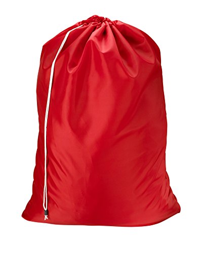 Nylon Laundry Bag - Locking Drawstring Closure and Machine Washable. These Bags will Fit a Laundry Basket or Hamper and Strong Enough to Carry up to Three Loads of Clothes. (Red)