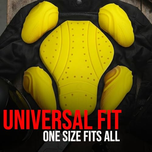 Image of Jackets 4 Bikes CE Level 2 Back, Elbow and Shoulder Certified Armor Pads 5 PC Set, Motorcycle Armor Protector Inserts for Motorcycle Jackets Unisex All Yellow