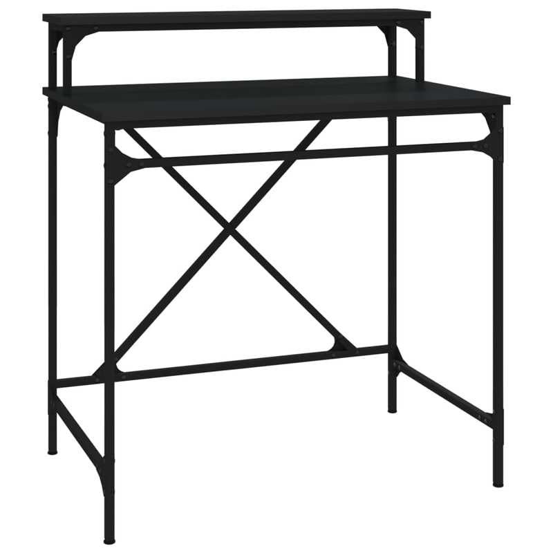 Eleganz Escritorio para oficina grande, color negro, 80 x 50 x 90 cm, de madera y hierro, duradero y elegante para lugares de trabajo modernos