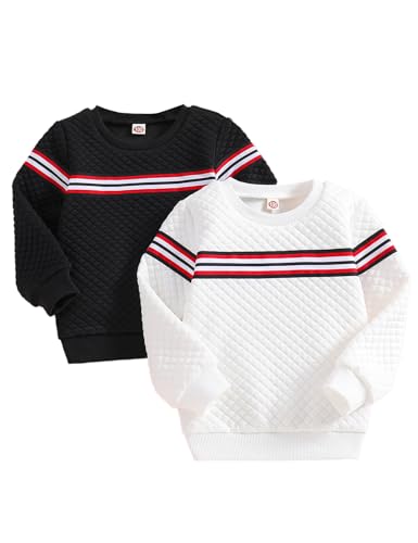 Toddler Boys Sweatshirts 2 Pack Casual Pullover Crewneck Winter Long Sleeve Tops Shirts Clothes 2-7Y - Main Image