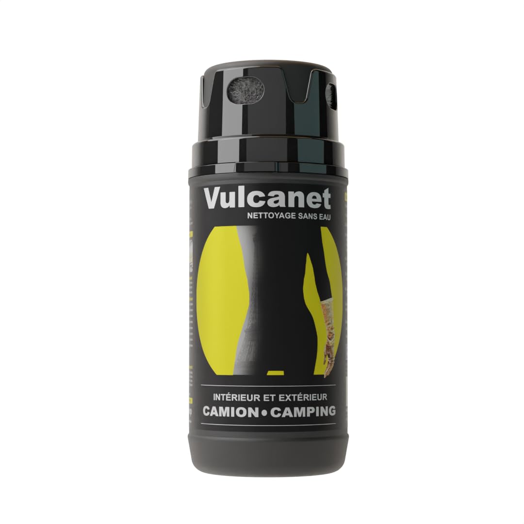 VULCANET NETTOYANT CAMION CAMPING-CAR – 80 Textiles + Microfibre + Pinceau Précision + Pochette de Transport, Formule 100% française, Nettoie, Dégraisse, Protège - Mat/Brillant, Int/Ext, Sans Eau
