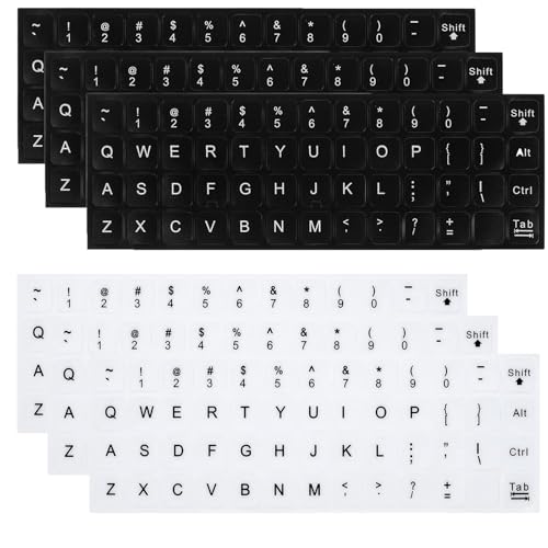 Pegatinas de teclado en inglés, 6 piezas de pegatinas de repuesto para teclado, pegatinas de teclado únicas recubiertas de agua, pegatinas de teclado para teclado estándar, teclado de ordenador