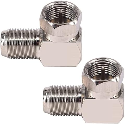 GZXUNFA 2 Pack F Type Coaxial Cable Right Angle Connector Male to Female Quick Connector Adapter, RG6 Coax Cable Extender – 90 Degree F Type Adapter for Wall Plates and Coax Cable