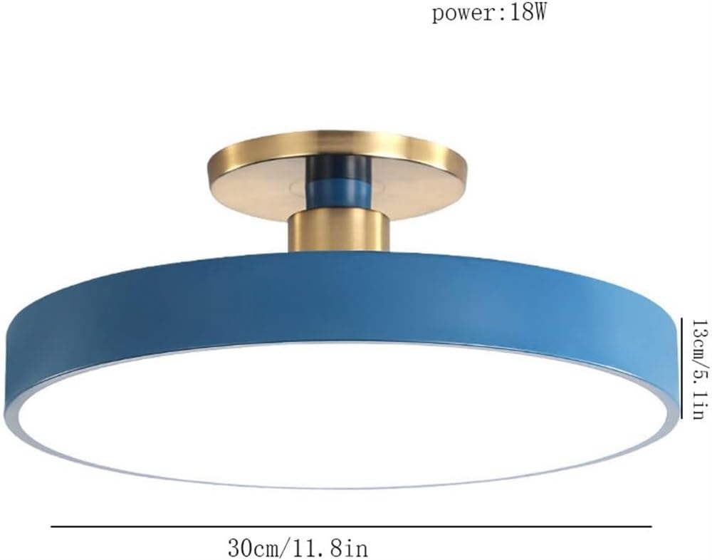 Oświetlenie sufitowe LED z trójkolorową funkcją ściemniania, lampa sufitowa w kolorze makaronowym z montażem półpasowym, nowoczesna lampa sufitowa z abażurem metalowo-akrylowym, minimalistyczna