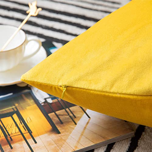 Image of RVA Velvet Cushion Covers Throw Pillow Case Soft Cozy Velvet Rectangle Home Decorative Throw Pillow Covers for Couch and Bed, Sofa (Size 16x24 inch) (Pack of 2) (Color Yellow)