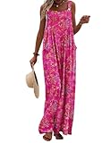 YESNO Women's Summer Casual Overalls Loose Wide Leg Jumpsuits Boho Floral Printed Baggy Rompers with Pockets XL PZH CR26