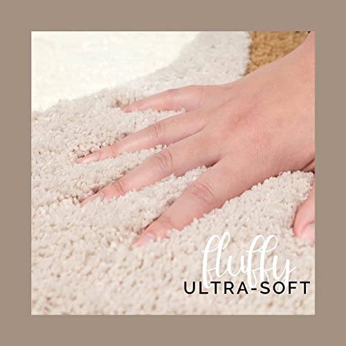 Dexde Bathroom Rugs Runner Non-Slip, Luxury Soft Absorbent Plush Microfiber Bath Mats For Bathroom, Washable Boho Carpet For Tub, Shower,20"X47", Beige #TOP2