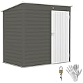 Outsunny 6' x 4' Outdoor Storage Shed, Metal Garden Shed with Lockable Door and Gloves, Tool Shed for Backyard Garden Patio Lawn, Light Gray