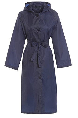 Hari Deals Trench-coat long à capuche pour femme, ultraléger et imperméable - Bleu - 42