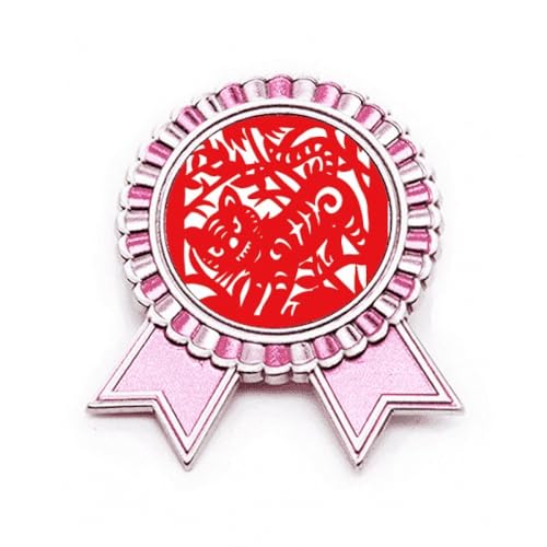 Broche tigre rose origami en métal Zodiaque taille M pour femme