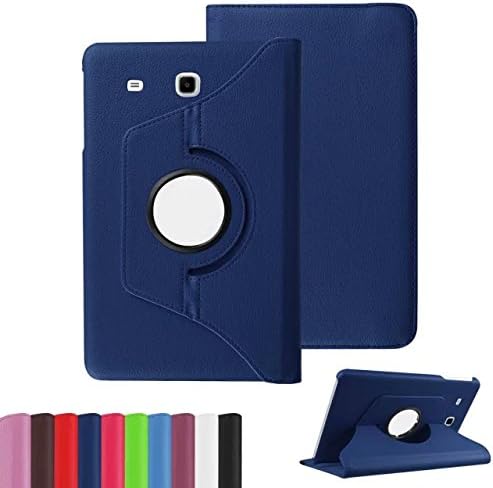DEENOR Samsung Galaxy Tab E 9.6-Inch SM-T560/SM-T561 Case, Luxury 360 Rotating Magnetic PU Leather Case Cover for Samsung Galaxy Tab E 9.6-Inch SM-T560/SM-T561. (Dark Blue)