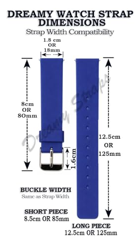 Image of DREAMY DESIGNS 18mm Soft Silicone Waterproof Breathable Watch Strap Metal Buckle Replacement for Men & Women - PACK OF 1 (BLUE)