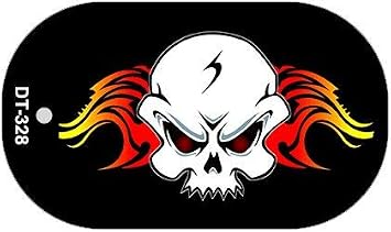 Smart Blonde Skull Flame Novelty Metal Dog Tag Necklace DT-328