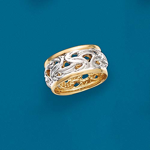 Ross-Simons Italian 2-Tone Sterling Silver Byzantine Ring. Size 9 #TOP3