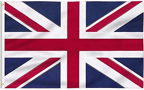 FLAGBURG United Kingdom Flag 5 ftx3 ft UK Flags Nylon Union Jack Flag with Sewn Stripes and Brass Grommets Vivid Color Triple Stitching High Grade Outdoor Nylon UK Flag with Eyelets for All Weather