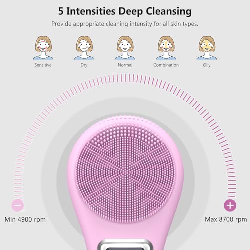 ColorfulLaVie Escova de Limpeza Facial para Purificador de Rosto, Escova Facial Sônica de Silicone E