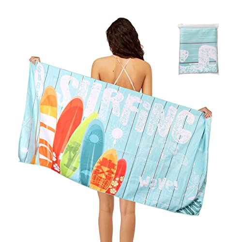 Kaket Beach Towels for Adults, Microfibre Beach Towels Sand Free Fast Dry Super Absorbent, Lightweight Large Beach Towel for Travel Swimming Pool Camping, 80x160cm (Skateboard Surf)