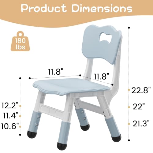 Image of 2-Pack Children Plastic Chairs with 3-Level Height Adjustment, Indoor & Outdoor Seat for Kids Ages 2-8, Perfect for Home, Daycare, School & Family Activities