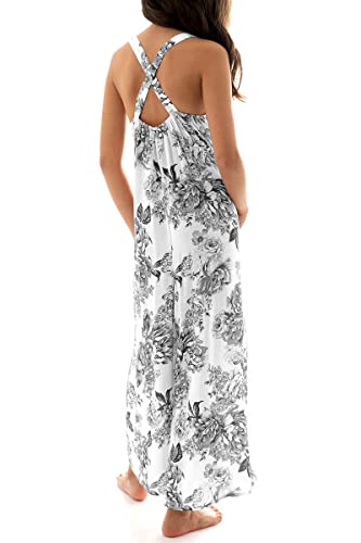 Rrhss Girls Floral Backless Maxi Jumpsuit Teen Wide Leg Rompers Kids Summer Casual Boho Overalls Pants #TOP1