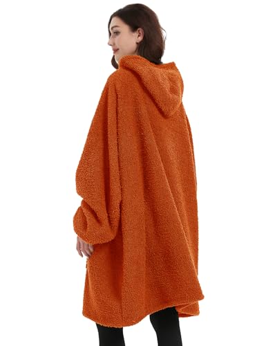 Image of KFUBUO Sherpa Wearable Blanket Hoodie Adult Oversized Sweatshirt Blanket Gifts for Women