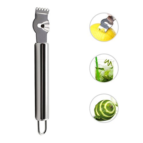 Gaiatop Lemon Zester Grater with Channel Knife and Hanging Loop Stainless Steel