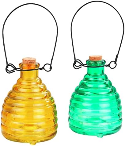 CKB LTD Large Glass Wasp Trap - Ribbed Honey Pot Design With Metal Hanger For Garden-518149