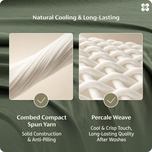 Image of Bedsure PureWoven 100% Washed Cotton Sheets King, Linen-Like Textured, 6PCS