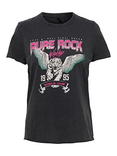 Only Onllucy Reg S/S Top Jrs Noos Camiseta, Black/Pure Rock, S Mujer