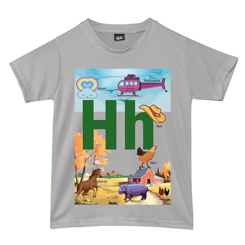 Image of RISH Alphabet - H - T Shirt for Boys and Girls | Birthday Educational Phonic Tees for Toddler Kids Outfit
