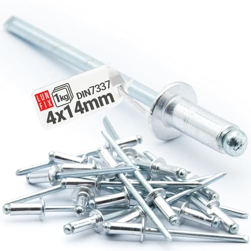 Rivets aveugles en aluminium - Norme industrielle DIN7337 - 4 x 14 mm - 1 kg - Argenté